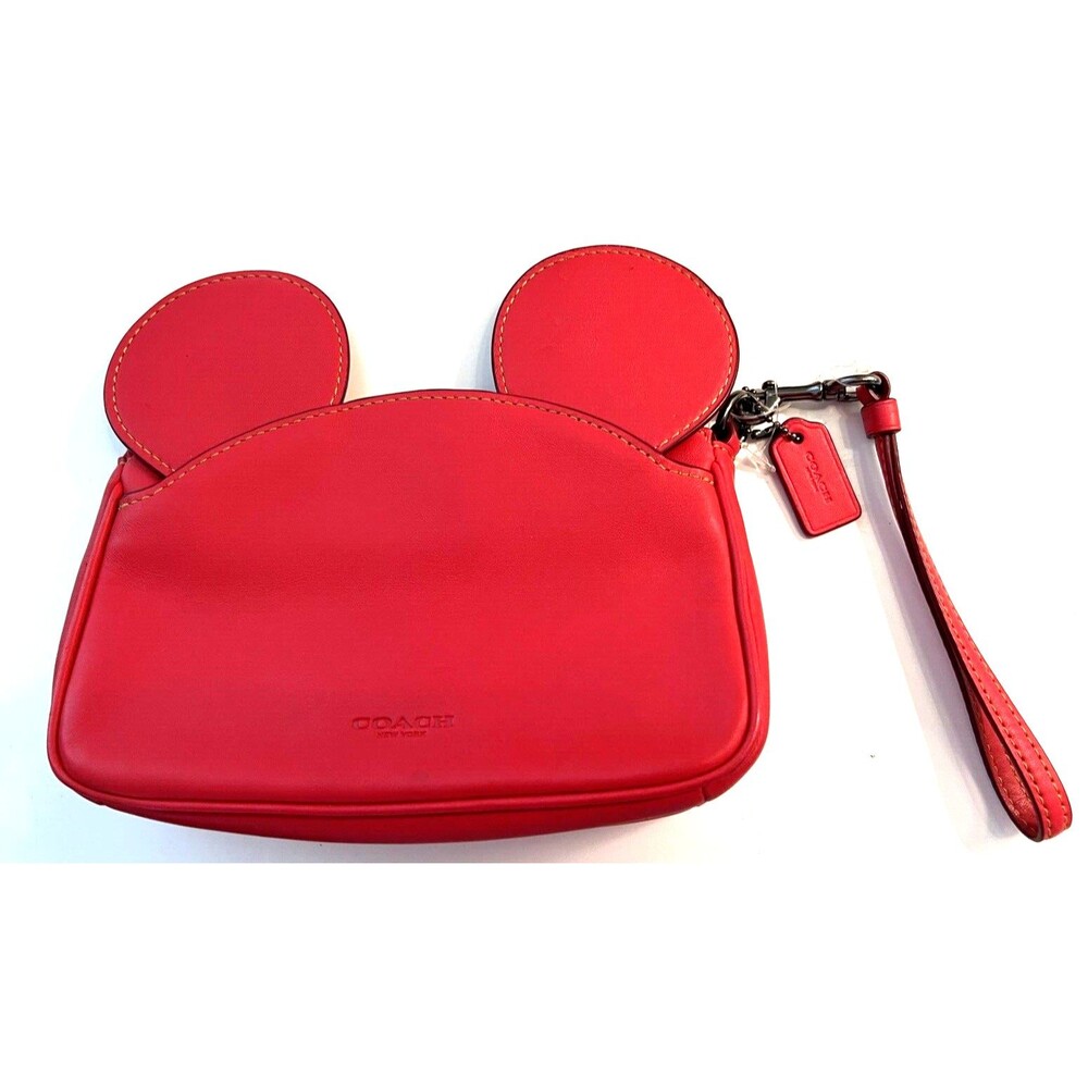 Coach X Disney F59529 Minnie Mouse Wristlet Red Coach Leather Zip Close Strap - Picture 15 of 15